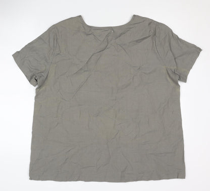 Womens UK Size 20 Alice Collins Grey Basic T-Shirt
