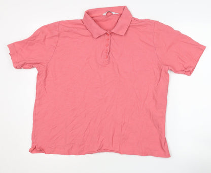 ISLE Women's Pink Cotton Polo Shirt XL Casual Plus