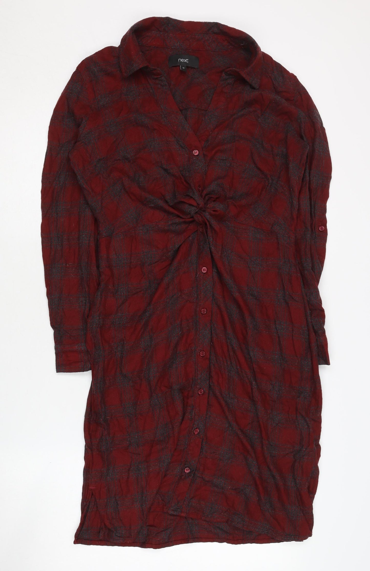 Next Women's Red Check Shirt Dress Size 10