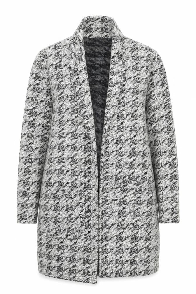 Miss Selfridge Women’s Grey Houndstooth Open Front Cardigan UK 8
