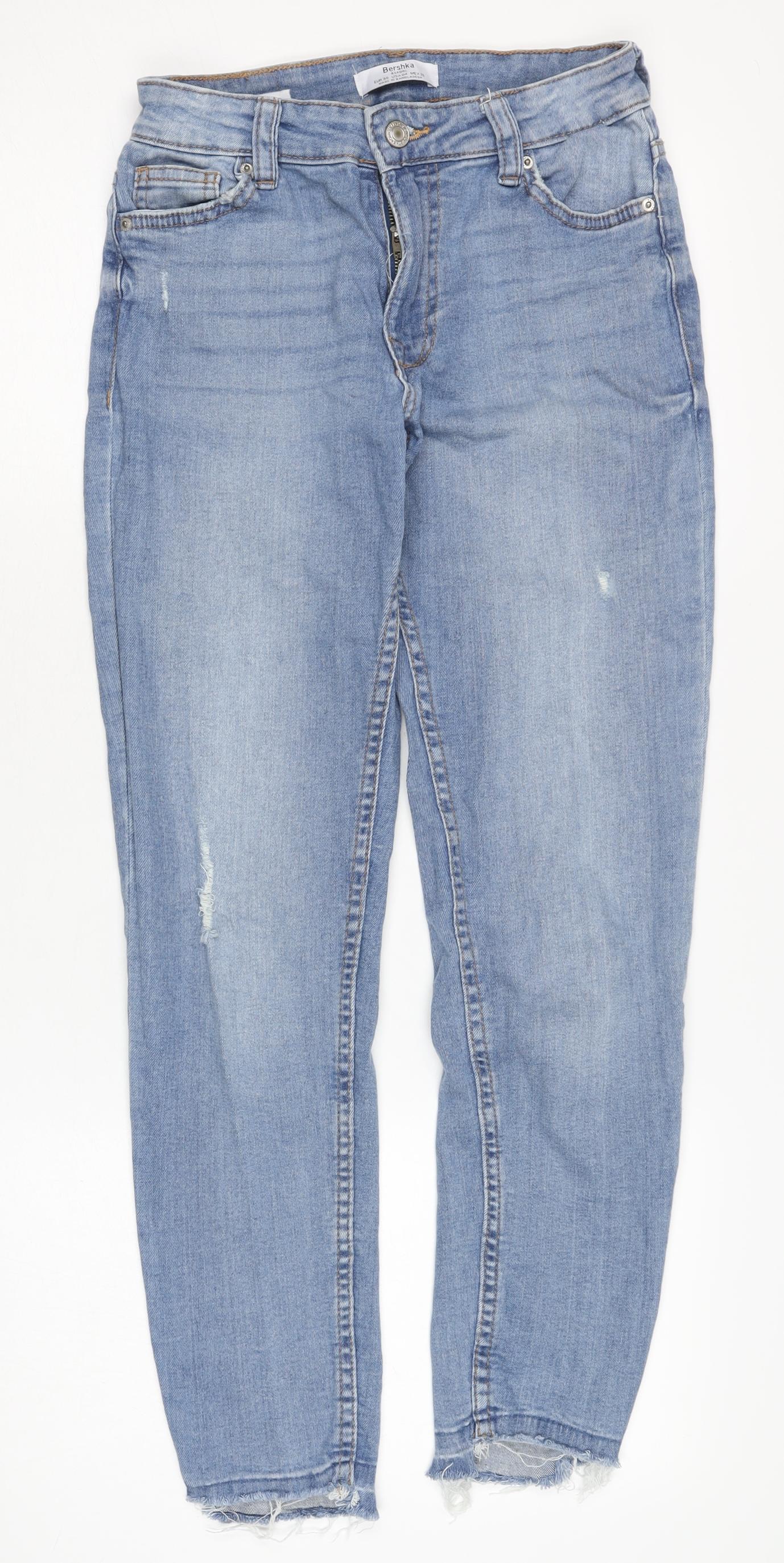 Bershka Women's Blue Straight Jeans Size 8