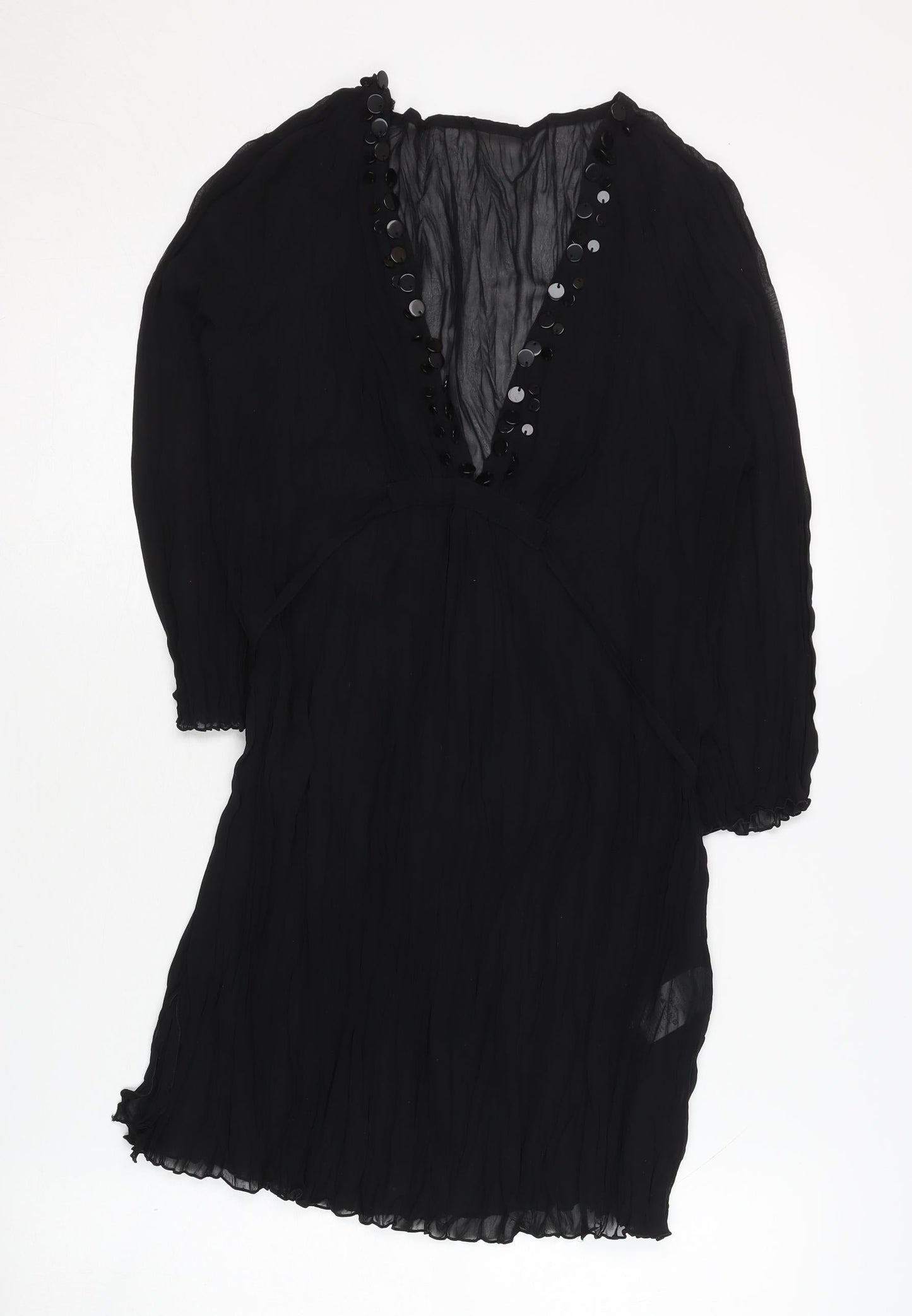 Next Women's Black V-Neck Dress Size 10