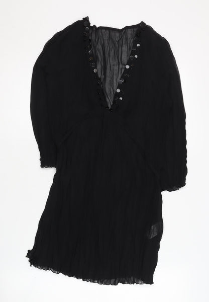 Next Women's Black V-Neck Dress Size 10