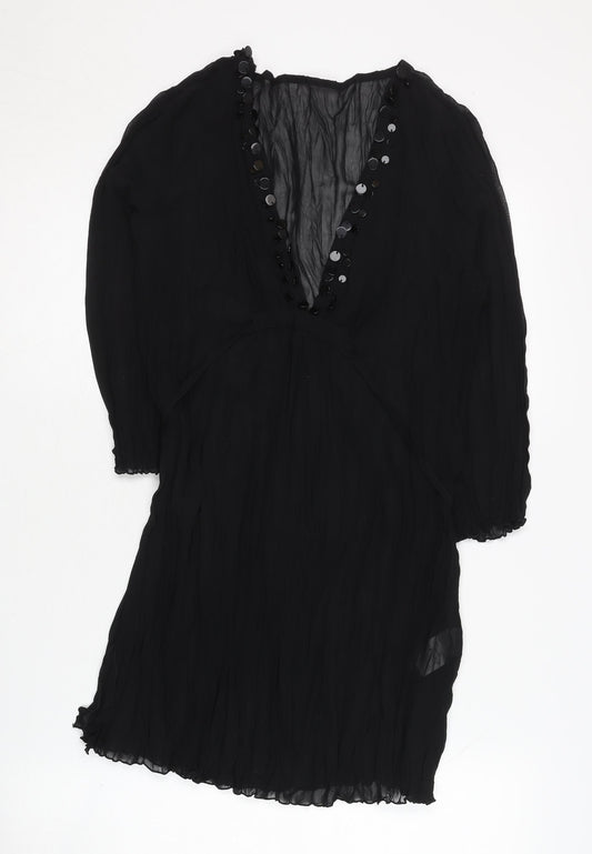 Next Women's Black V-Neck Dress Size 10