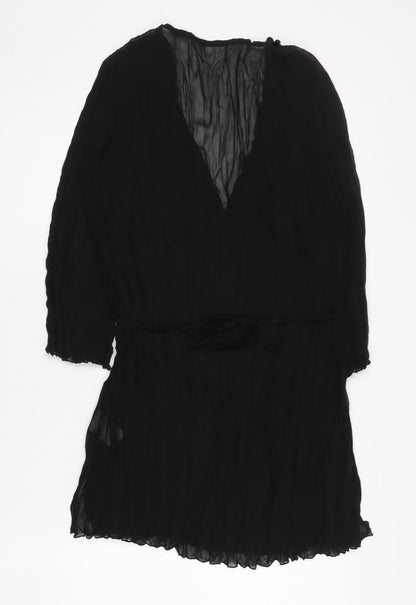 Next Women's Black V-Neck Dress Size 10