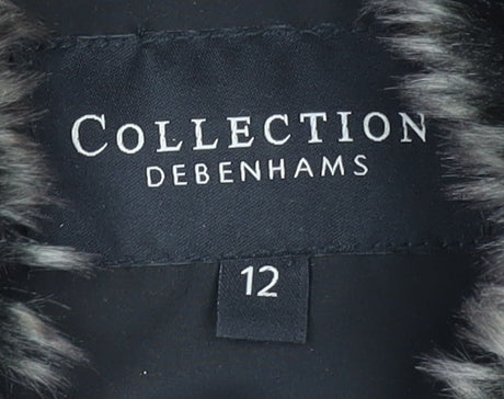 Womens UK Size 12 Debenhams Black Puffer Jacket
