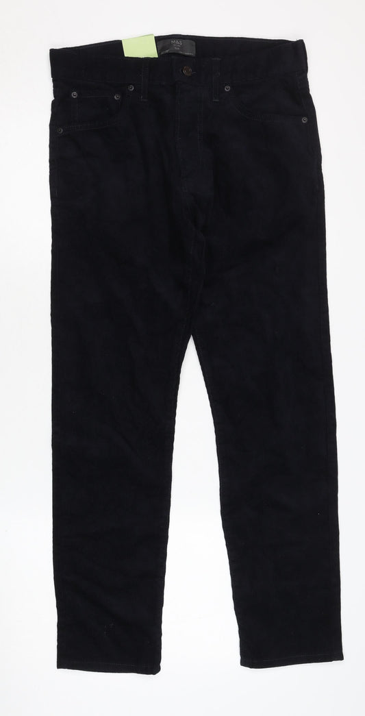 Marks and Spencer Men's Black Slim Trousers 30