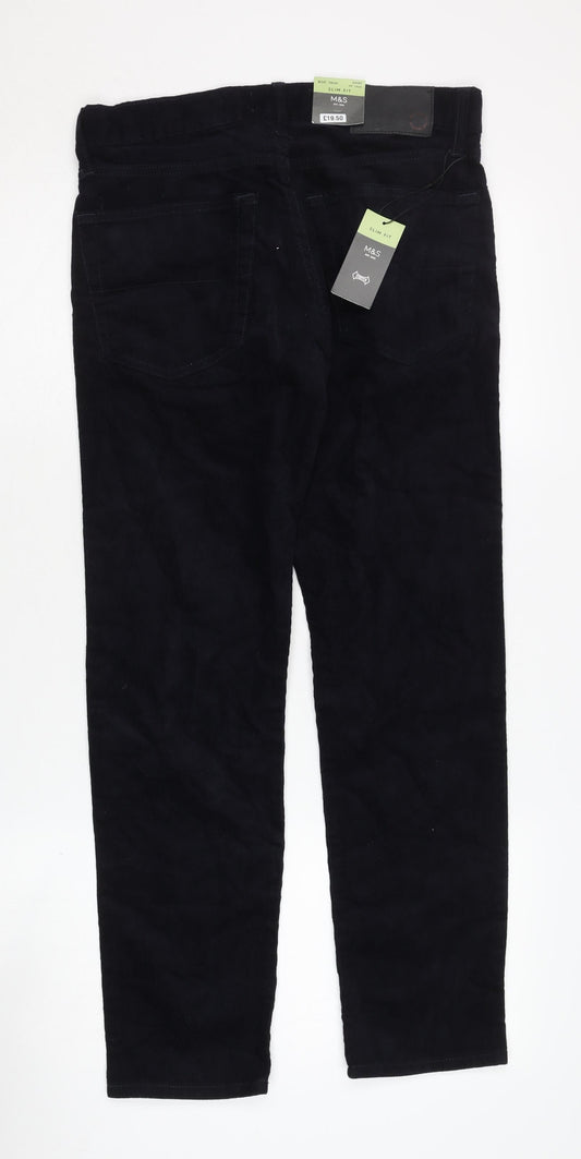 Marks and Spencer Men's Black Slim Trousers 30
