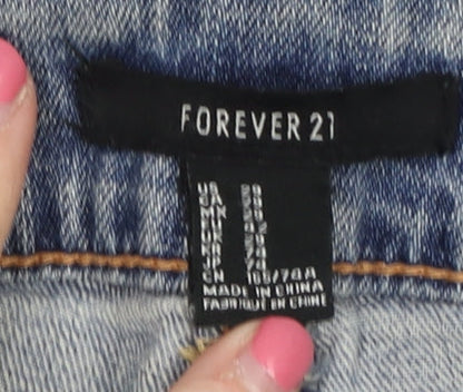 Forever 21 Women’s Light Blue Distressed Straight Jeans