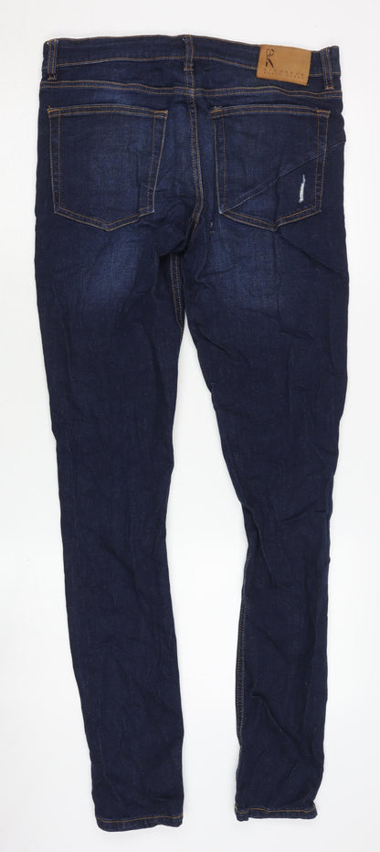 Mens UK Size 32 Ringspun Slim Fit Skinny Blue Jeans