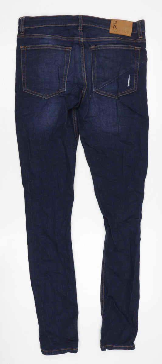 Mens UK Size 32 Ringspun Slim Fit Skinny Blue Jeans