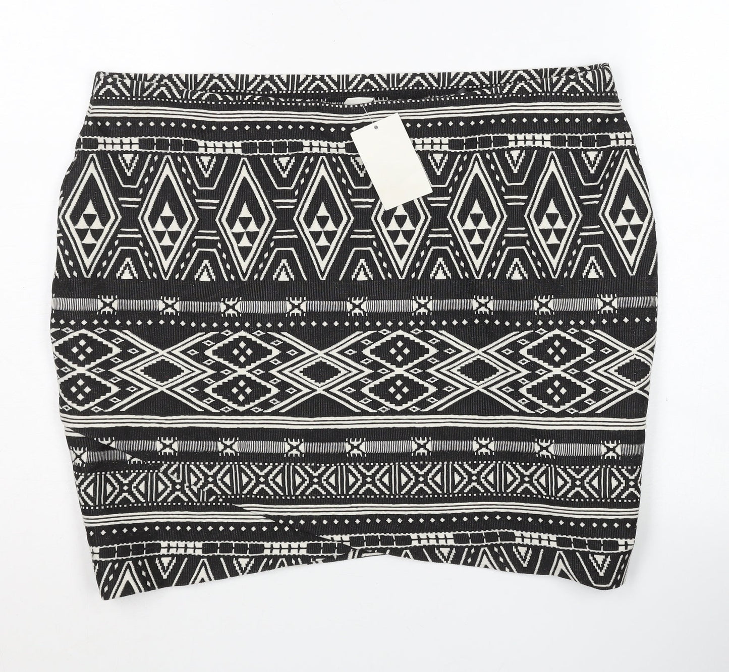 H&M Women's Black Geometric Pencil Skirt Size L