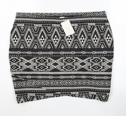 H&M Women's Black Geometric Pencil Skirt Size L