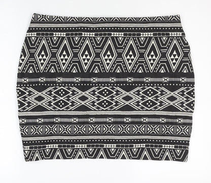 H&M Women's Black Geometric Pencil Skirt Size L