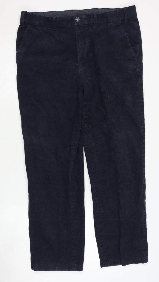 Marks and Spencer Men's Blue Corduroy Trousers, 36 in