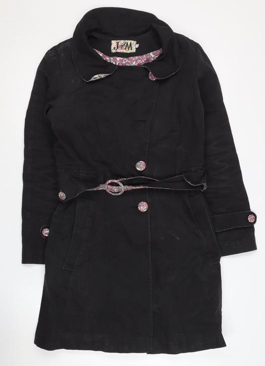 JAM Women's Black Belted Long Coat Size UK-7