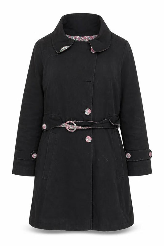 JAM Women's Black Belted Long Coat Size UK-7