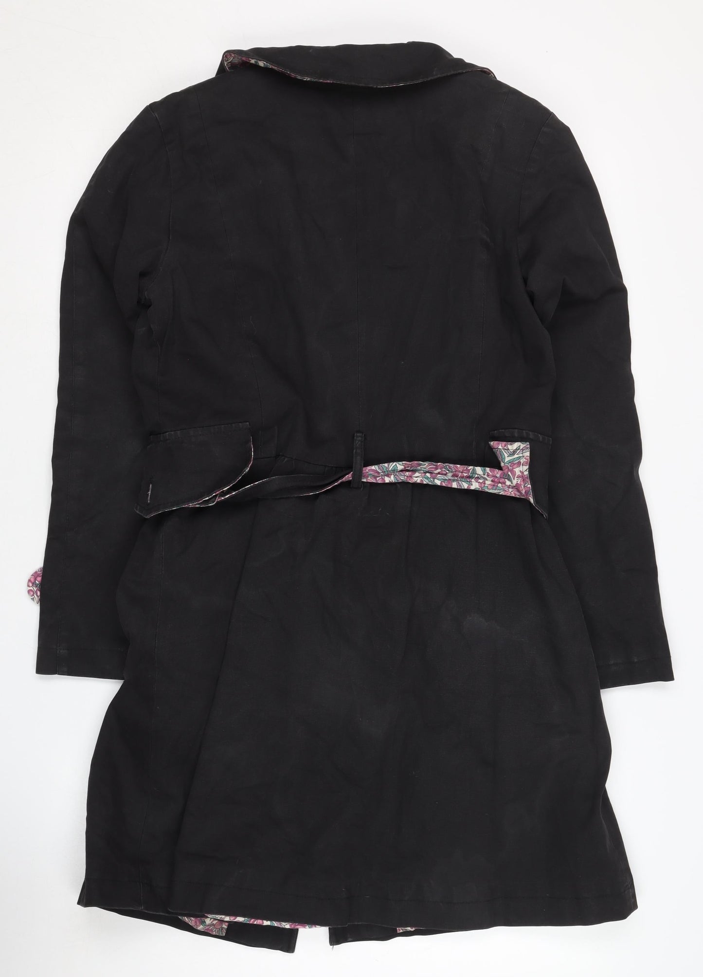 JAM Women's Black Belted Long Coat Size UK-7
