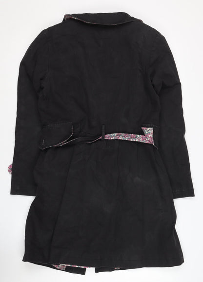 JAM Women's Black Belted Long Coat Size UK-7