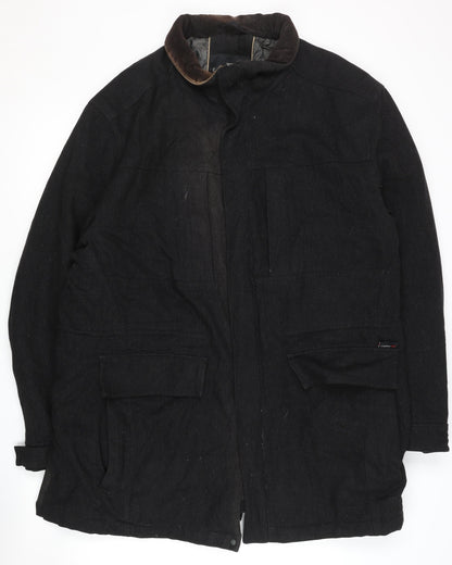 Mens UK Size XL Marks and Spencer Black Overcoat
