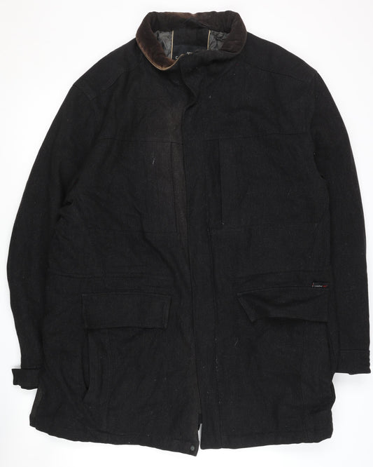 Mens UK Size XL Marks and Spencer Black Overcoat
