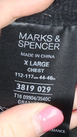 Mens UK Size XL Marks and Spencer Black Overcoat