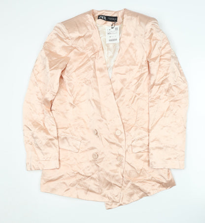 Zara Women's Pink XS Double-Breasted Blazer