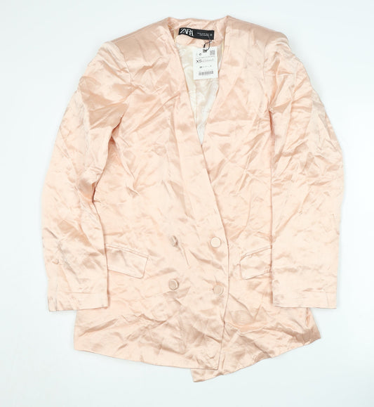 Zara Women's Pink XS Double-Breasted Blazer