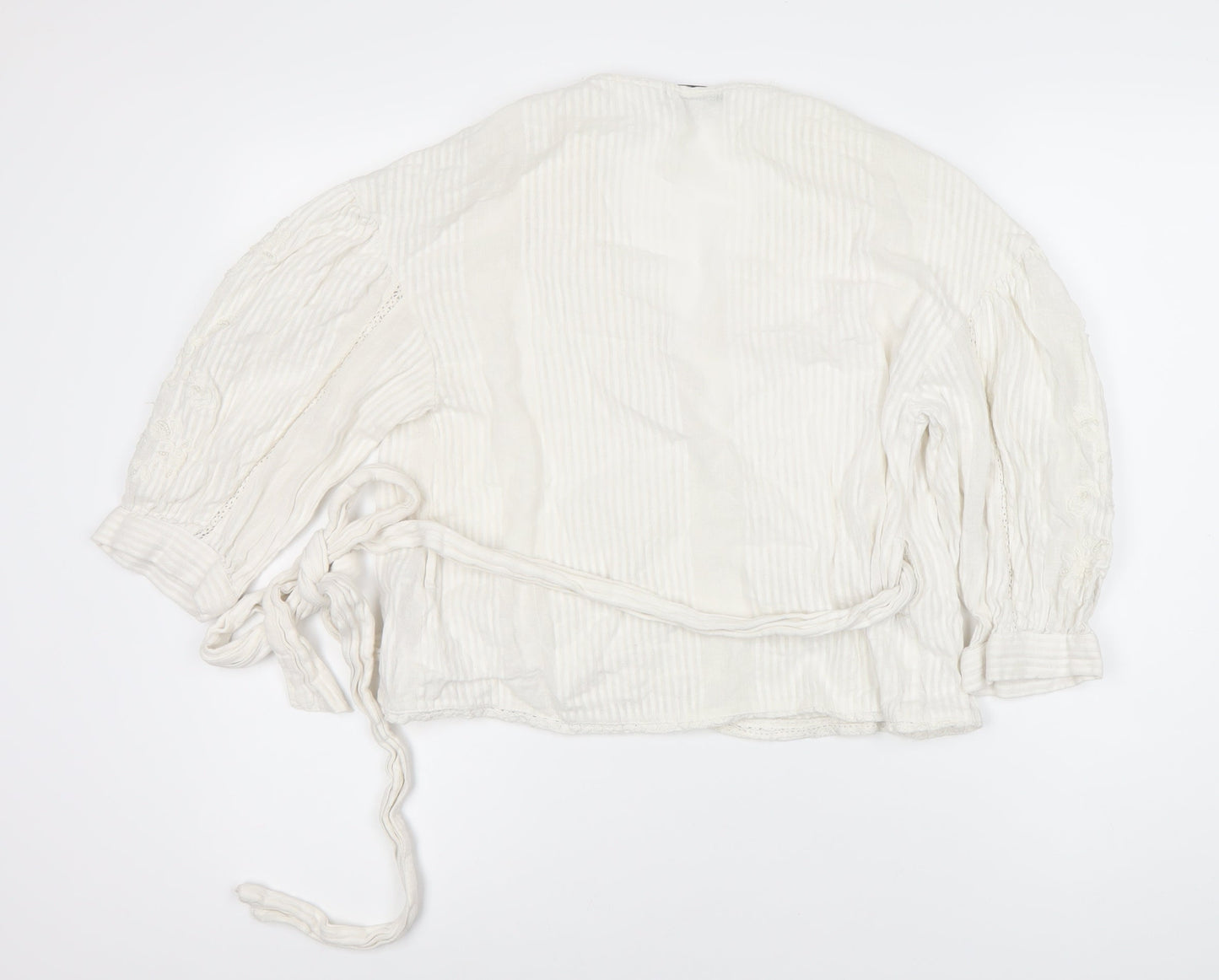 Womens UK Size S Zara Ivory Wrap Blouse