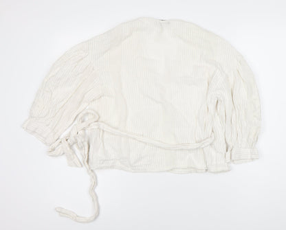 Womens UK Size S Zara Ivory Wrap Blouse