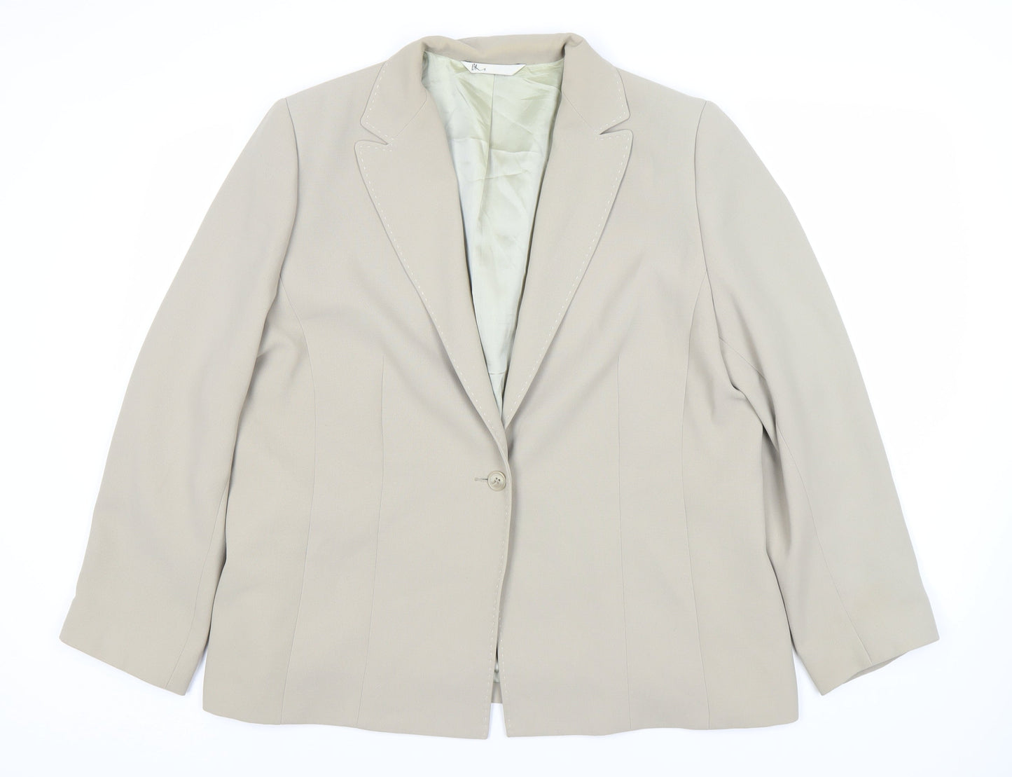 BHS Women Beige Suit Jacket Size 20 One-Button Classic