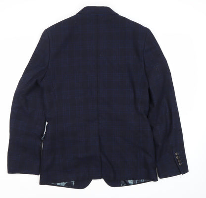 Moss London Men's Blue Check Regular Blazer