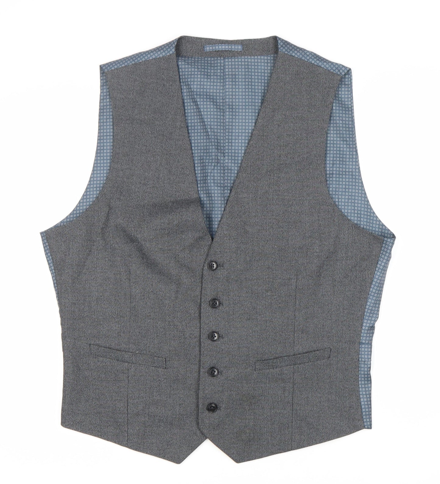 Burton Men's Grey Waistcoat, Size L 42-44", Polyester Blend