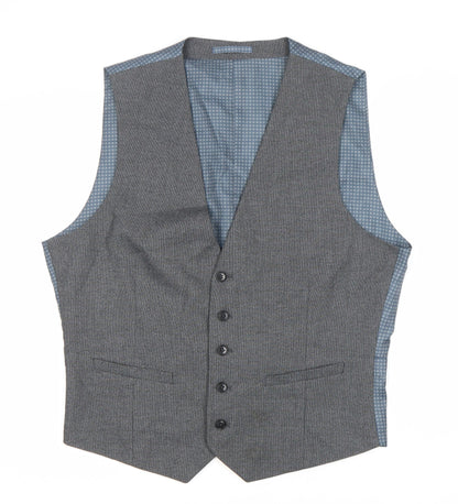 Burton Men's Grey Waistcoat, Size L 42-44", Polyester Blend