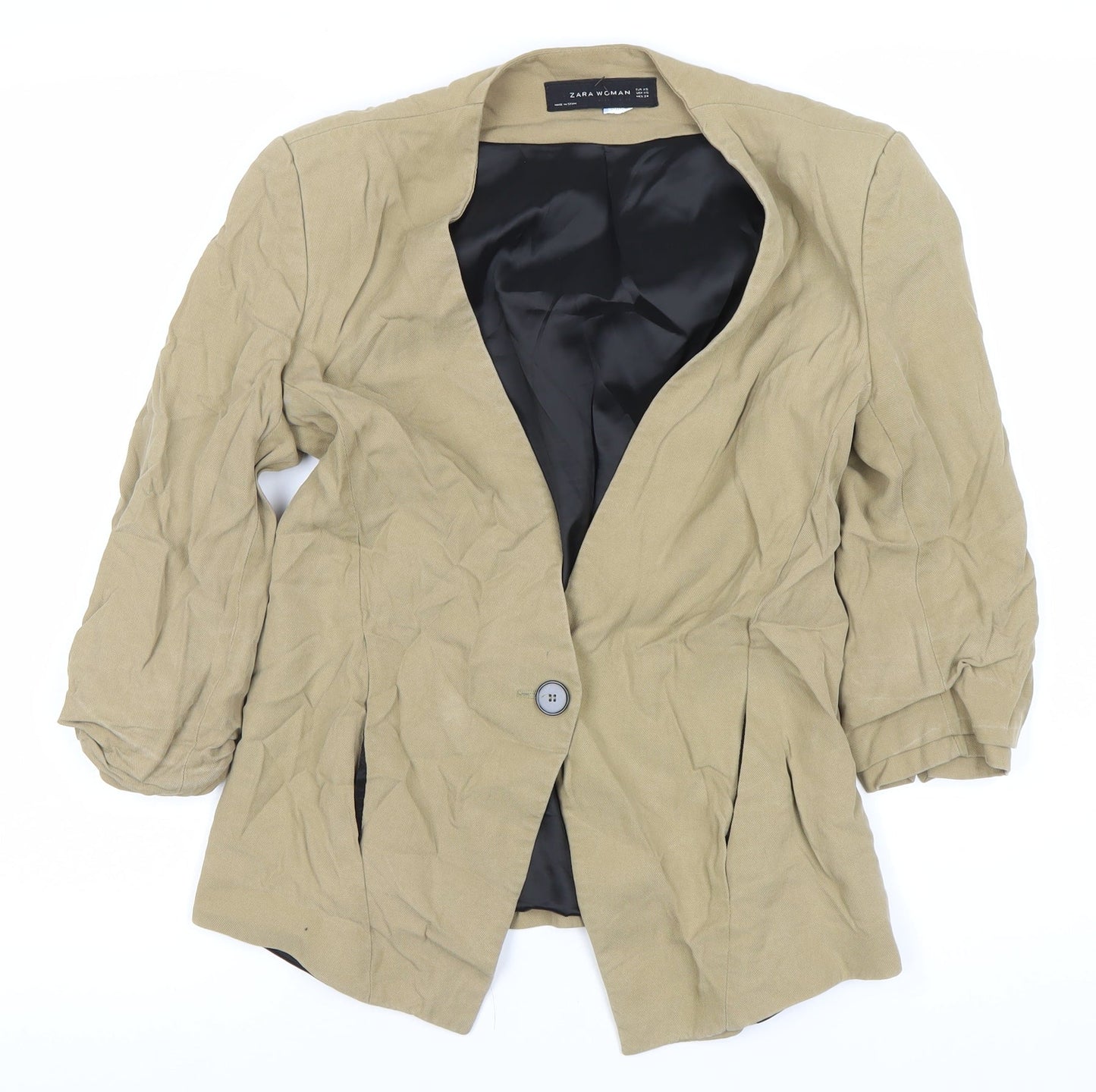 Zara Women's Beige Blazer Size XS Regular Fit Linen