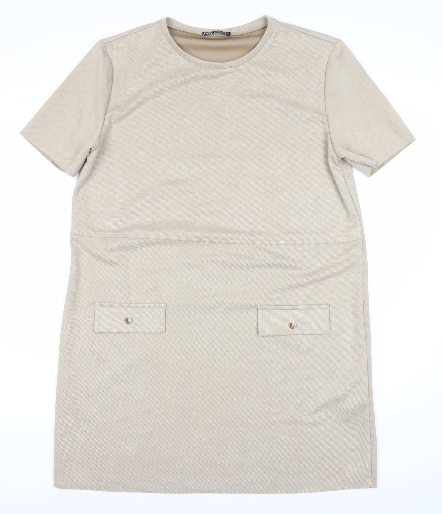 Zara Women's Beige Shift Dress XL - Casual Spring Wear