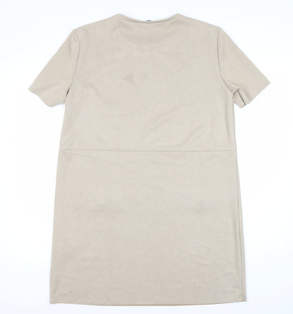 Zara Women's Beige Shift Dress XL - Casual Spring Wear