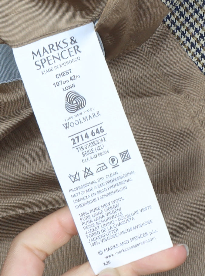 Mens UK Size 42 Marks and Spencer Regular Beige Suit Jacket