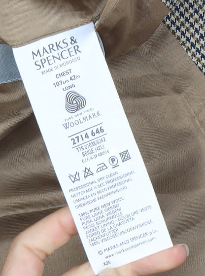 Mens UK Size 42 Marks and Spencer Regular Beige Suit Jacket