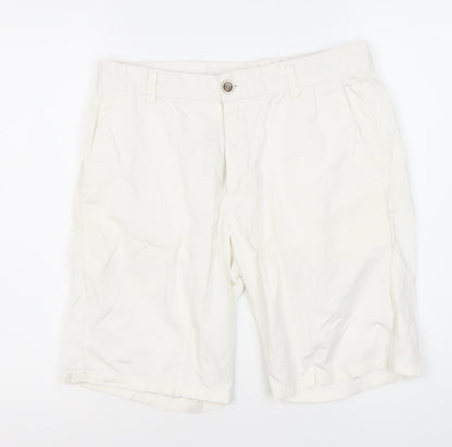 Sacoor Brothers Men’s White Chino Shorts, Size 40, Regular Fit