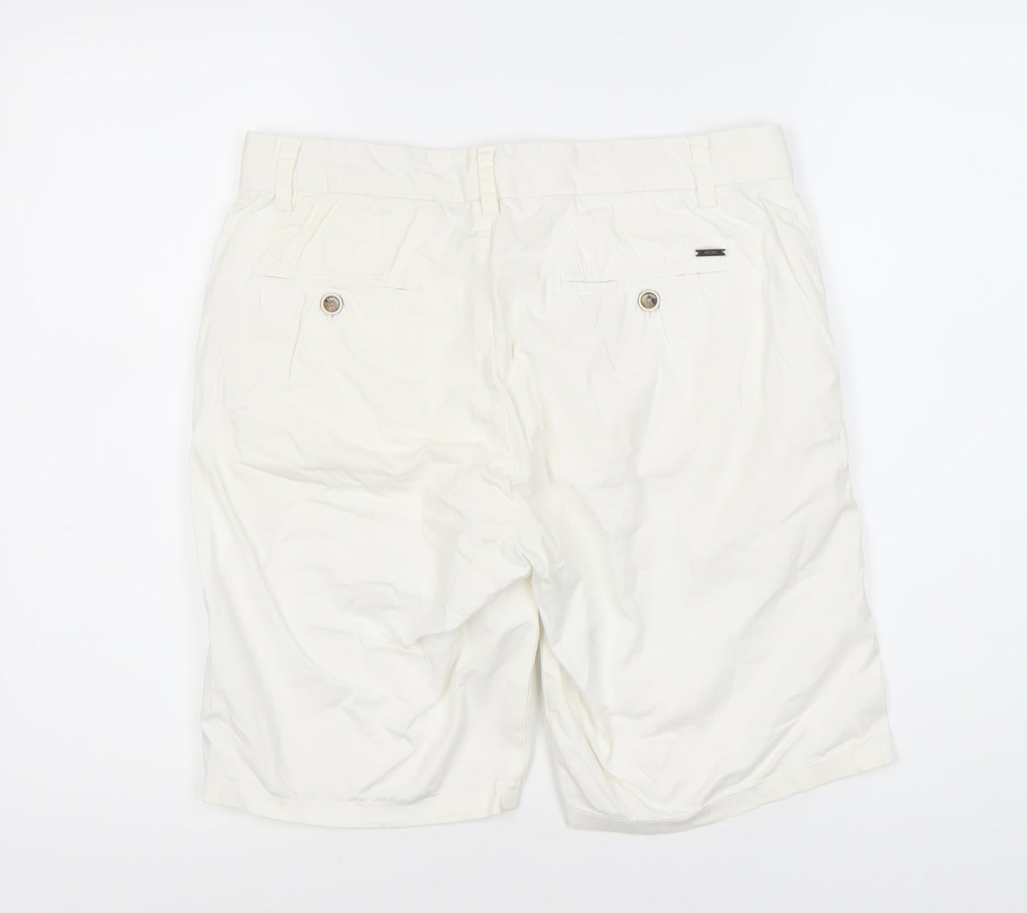 Sacoor Brothers Men’s White Chino Shorts, Size 40, Regular Fit