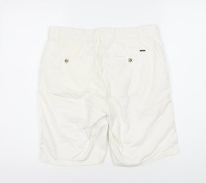 Sacoor Brothers Men’s White Chino Shorts, Size 40, Regular Fit