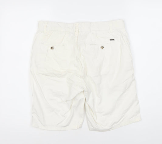 Sacoor Brothers Men’s White Chino Shorts, Size 40, Regular Fit