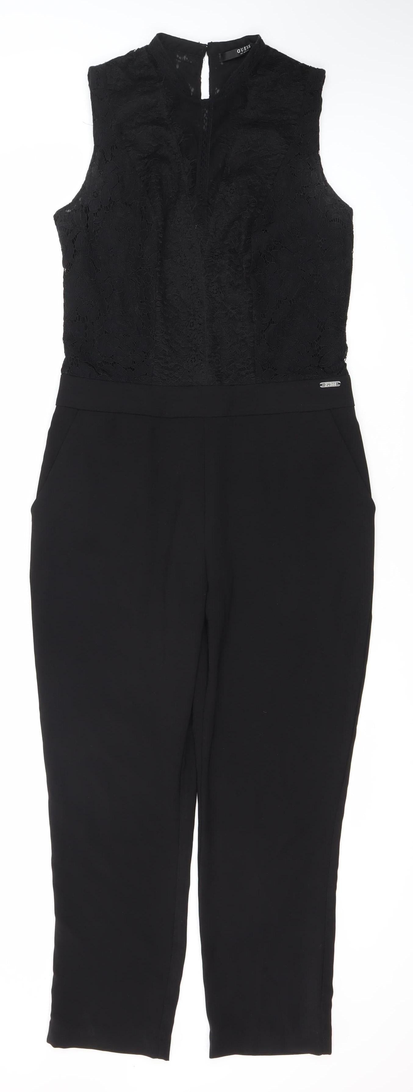 Guess Women's Black Lace Jumpsuit, Size 10, Party Chic