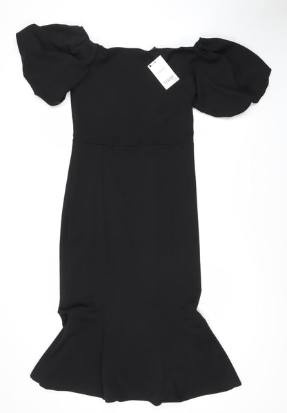 Next Black Puff Sleeve Dress - Size 10 Women's