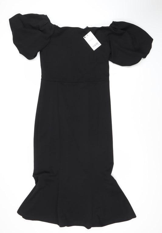Next Black Puff Sleeve Dress - Size 10 Women's