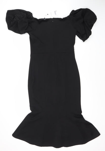 Next Black Puff Sleeve Dress - Size 10 Women's