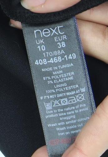 Next Black Puff Sleeve Dress - Size 10 Women's