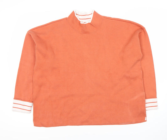 Lands' End Women’s Orange Mock Neck Jumper, L Petite