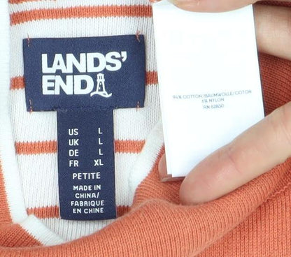 Womens UK Size L Lands' End Orange Pullover Jumper